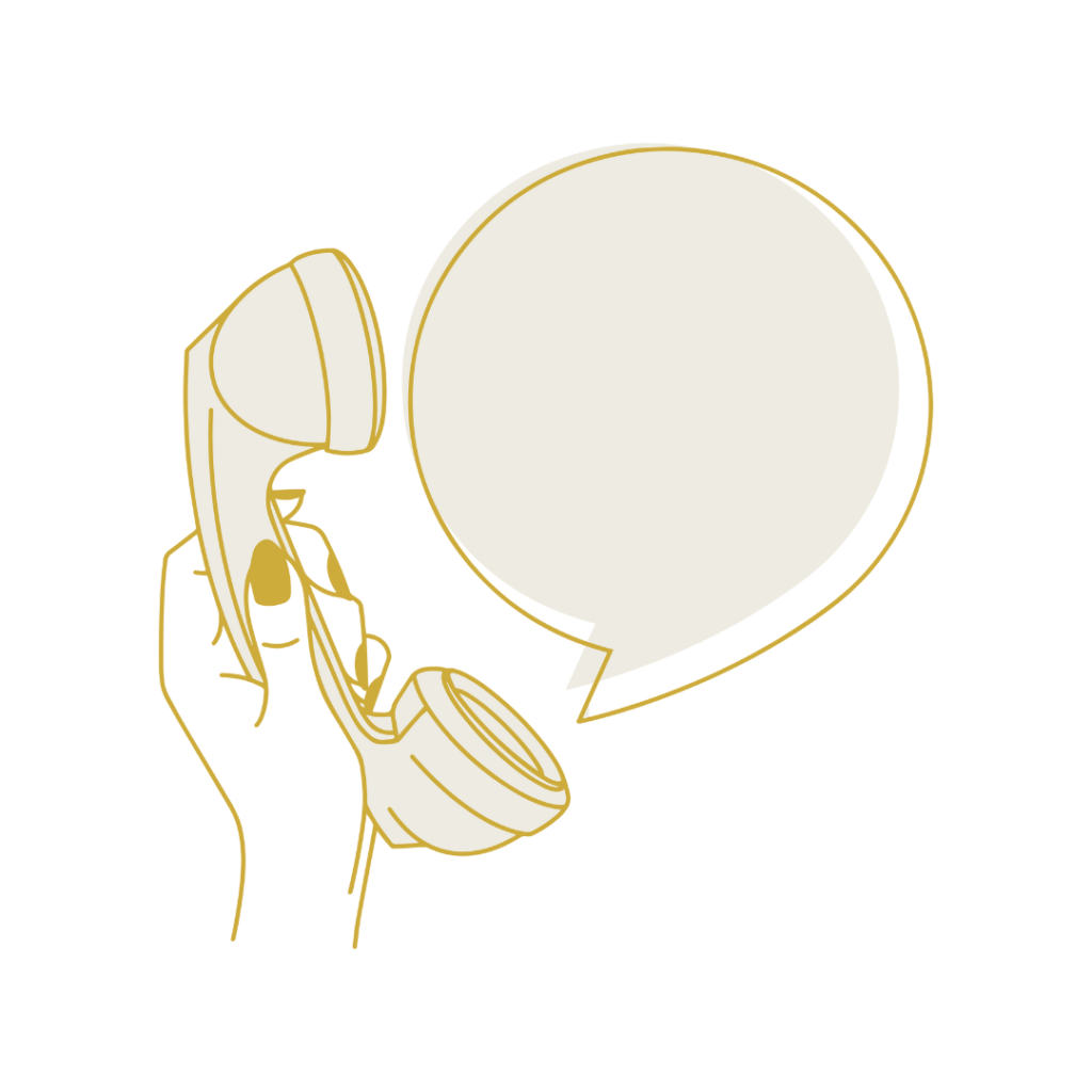 SSM Creative Collective phone and speech bubble graphic (yellow)